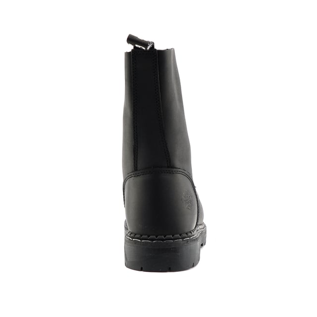 The Stag ACS, a celebrated staple of Grinders' original lineup, has maintained its status as a best seller with its 2015 update. This updated model features a 10-eyelet lace system for a secure fit and is reinforced with a steel toe cap certified to EN ISO 20345:2011 SB standards for enhanced safety. The boot's padded insole provides added comfort, while its durability is assured by a chunky, oil-resistant rubber sole that is Goodyear welted for long-lasting wear. Additionally, the Stag incorporates Grinders' Air Cushioned Soles (ACS) for superior comfort. A branded pull loop at the boot's opening ensures ease of wear and removal. 10 Eyelet Derby Boot, Steel Toe (Certified EN ISO 20345:2011 SB), Goodyear Welted, Grinders’ Air Cushioned Soles (ACS), Leather Uppers