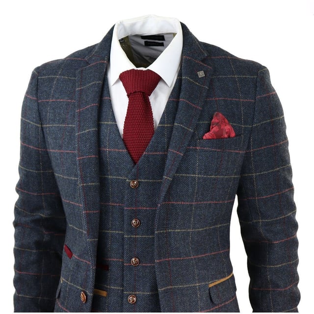 Allthemen Mens Suit 3-Piece Business Checked Slim Blazer&Pants&Vest NL