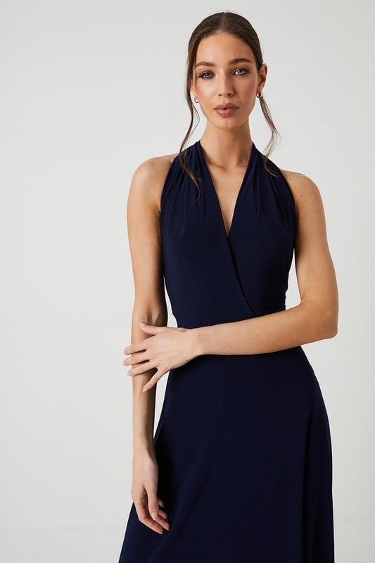 V neck draped jersey bridesmaid dress new arrivals