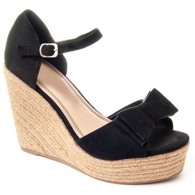 Sandalias de cuña de esparto para mujer. Ajuste cómodo. Plantilla acolchada. Suela antideslizante. Costuras reforzadas. Fabricadas por otras marcas para nuestra marca. Medidas aproximadas: 12 cm de tacón y 3 cm de plataforma.