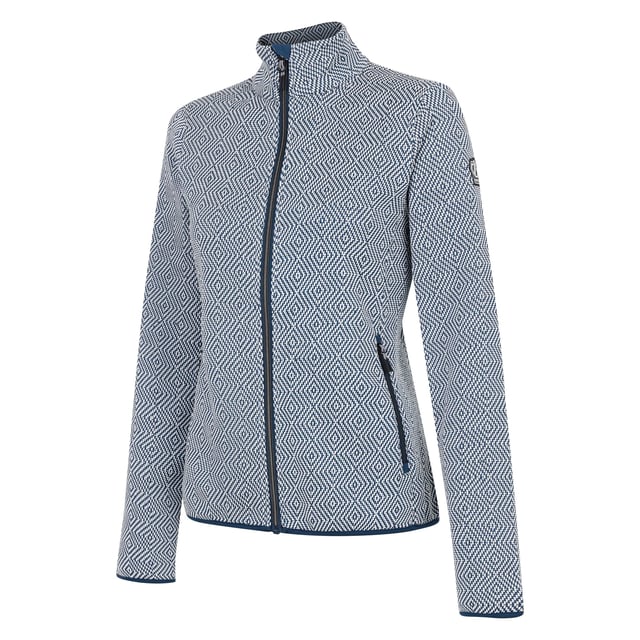 Material: Recycled Polyester. Fabric: Jacquard, Knitted, Stretch. Design: Plain. Hem: Stretch Binding. Chin Guard. Neckline: Funnel Neck. Sleeve-Type: Long-Sleeved. Cuff: Stretch Binding. Pockets: 2 Lower Pockets, Zip. Fastening: Full Zip. 6 UK: 30 in. 8 UK: 32 in. 10 UK: 34 in. 12 UK: 36 in. 14 UK: 38 in. 18 UK: 43 in. 16 UK: 40 in.
