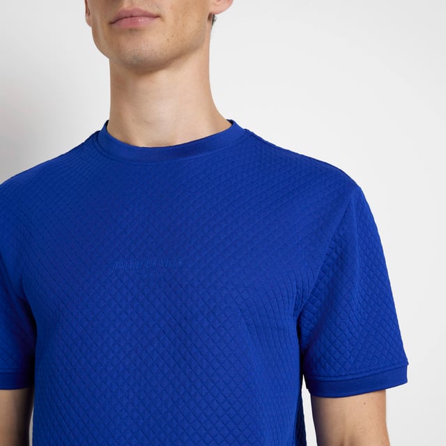 River Island Mens TShirt Blue Slim Fit Quilted