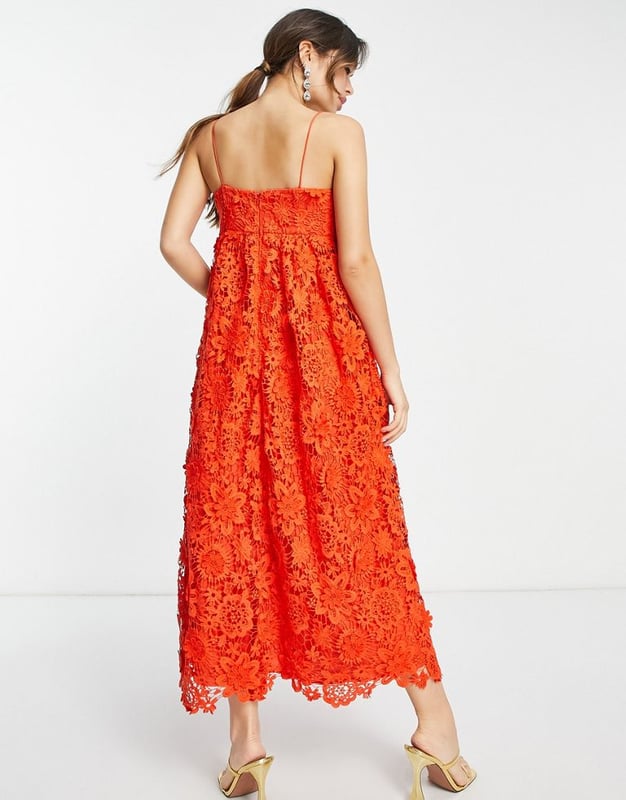 ASOS EDITION 3d floral cami midi dress in red