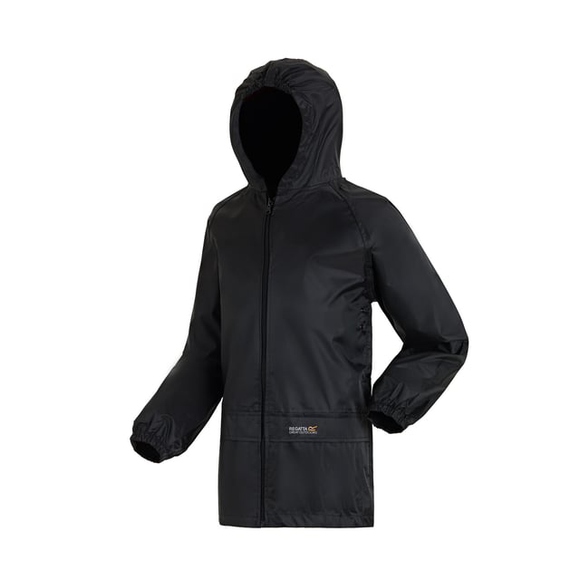 Regatta Great Outdoors Childrens/Kids Stormbreak Waterproof Jacket (Black) The Stormbreak is our kids Outdoor Adventure longer length waterproof shell jacket. This best selling wet weather hero uses our Hydrafort technology - a tough-wearing fabric that keeps the wind and rain out. Other downpour shields include taped seams and elasticated cuffs. Throw it over fleece and bodywarmers for cold weather protection. 100% Polyester. Regatta Kids Sizing (chest approx): 2 Years (53-55cm), 3-4 Years (55-57cm), 5-6 Years (59-61cm), 7-8 Years (63-67cm), 9-10 Years (69-73cm), 11-12 Years (75-79cm), 32" (79-83cm), 34" (83-85cm).