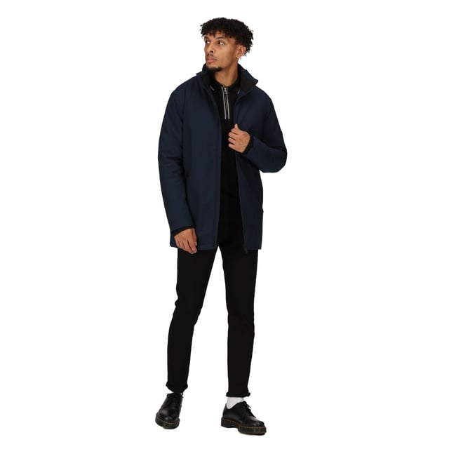 Fabric:100% Polyester. Lining: Quilted. Design: Plain. Fabric Technology: Breathable, Insulating, Isotex, Thermo-Guard, Waterproof. Sleeve-Type: Long-Sleeved. Cuff: Ribbed, Storm Cuff. Neckline: Standing Collar. Hood Features: Hidden Hood. Length: Long. Pockets: 2 Lower Pockets, Zip. Fastening: Full Zip. Sustainability: Made from Recycled Materials.
