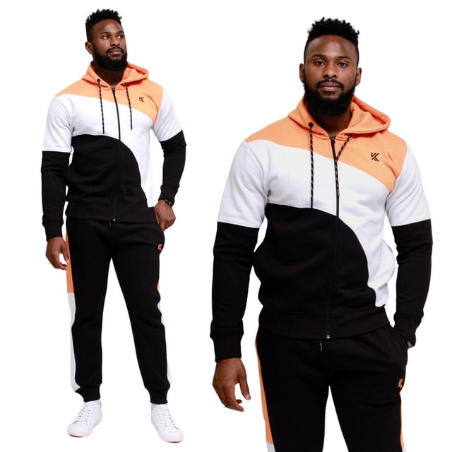 This is the Men’s 2-Button Suit Tracksuit. A perfect tracksuit that showcases modern designs, the attire is appropriate for the gym, exercise, sporting events, and even at leisure. The adjustable hoodie has a drawstring, which can be used to fit it to the head, as well as a zip in the front for easier wearing. The set is accompanied by joggers, which have a tapered look but allow for the easy movement of legs due to the elastic waist and cuffed ankles. This sturdy fabric is designed to breathe easily, providing comfort all day long, even when being active. This active wear suit is great because it is smart casual for the gym, for sports, for going outdoor, or simply staying indoors. Comes in different sizes to fit different body shapes.