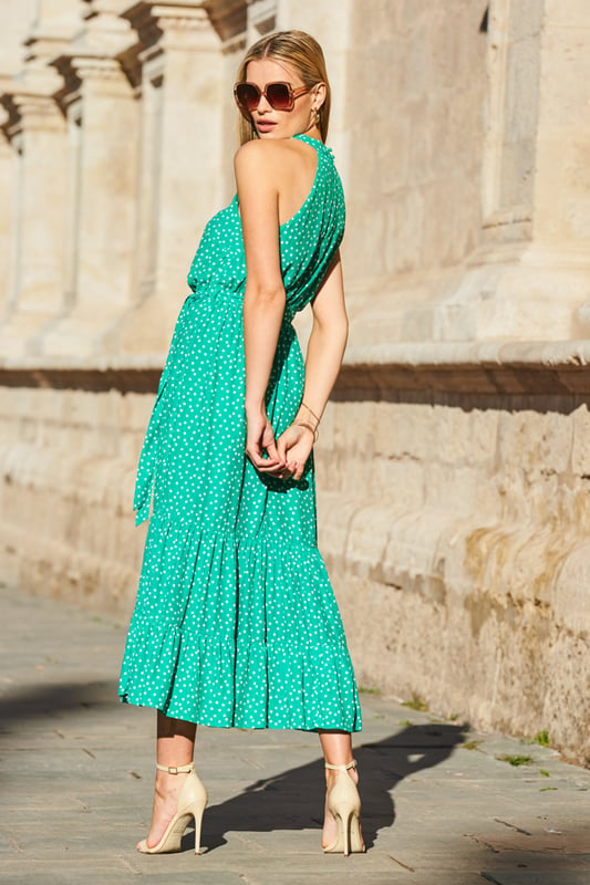 Chiffon Dress Eliza J Green Floral Dress Cute Floral Print Dress Green Midi  Dress Ruffled Midi