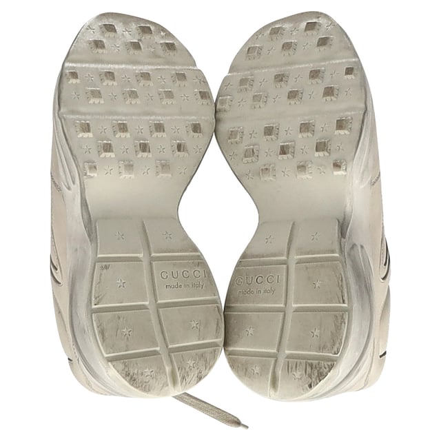 VINTAGE, RRP AS NEW
Luxury with an Edge: Embrace luxury with an edge in the Gucci Distressed Rhyton Sneakers in White Leather. The high-quality leather and distressed finish create a unique juxtaposition of elegance and ruggedness. These sneakers are ideal for individuals who seek a luxurious yet effortlessly laid-back footwear option that makes a statement.

Gucci Distressed Rhyton Sneakers in White Leather
Condition: Very good
Signs of wear: Include Box., Minor markings, Lightly used but very well maintained. Minor mark at soles & creasing, light scuffing at the soles and heels.
Packaging: Box, Dust bag
Color: White | ecru
Material: Leather
Size: EU37.5
Measurements: Heel height: 50; Insole length: 280
SKU: NAPPUGBSH370869W