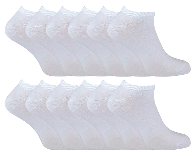 Sock Snob 12 Pair Multipack Mens Quarter Trainer Socks White