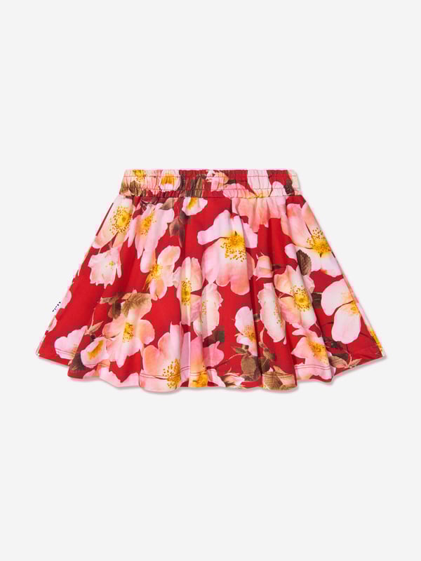This Molo girls' skirt is made from 100% organic cotton and is a gorgeous piece of clothing for little girls. It comes in a beautiful pink floral print that is both casual and stylish. Perfect for party looks and day outings alike, she'll be feeling sweet and comfortable all day long.·  Molo·  Made in India·  Occasion: Casual·  Print