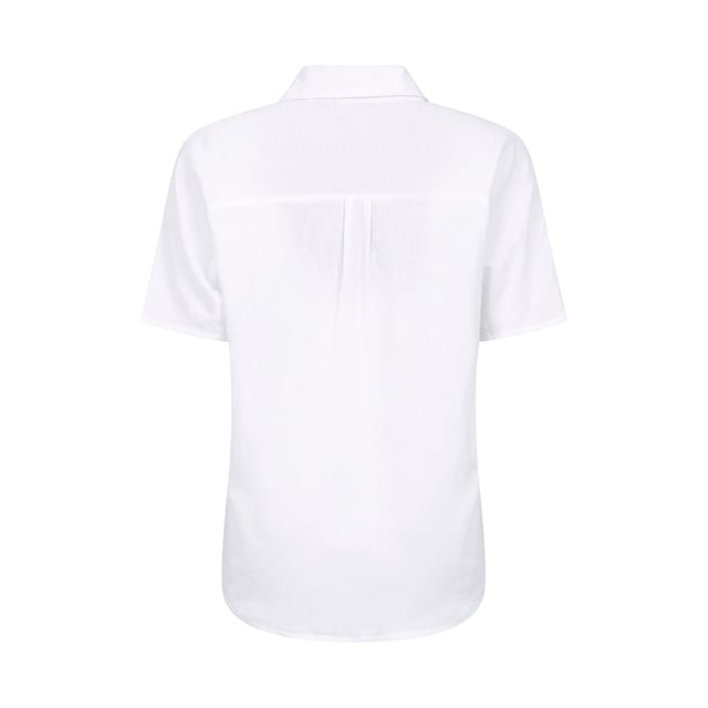 Outer Materials: 55% Linen, 45% Cotton. Design: Plain. Neckline: Deep V, Turn Down Collar. Hem: Dropped. Fastening: Pull Over. Sleeve-Type: Short-Sleeved. Fabric Technology: Breathable, Lightweight. Central Back Pleat. Fit: Relaxed Fit.