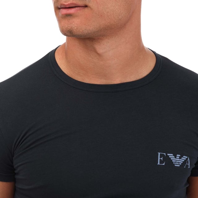Men s Emporio Armani EA7 2 Pack Lounge Crew T Shirts in Navy