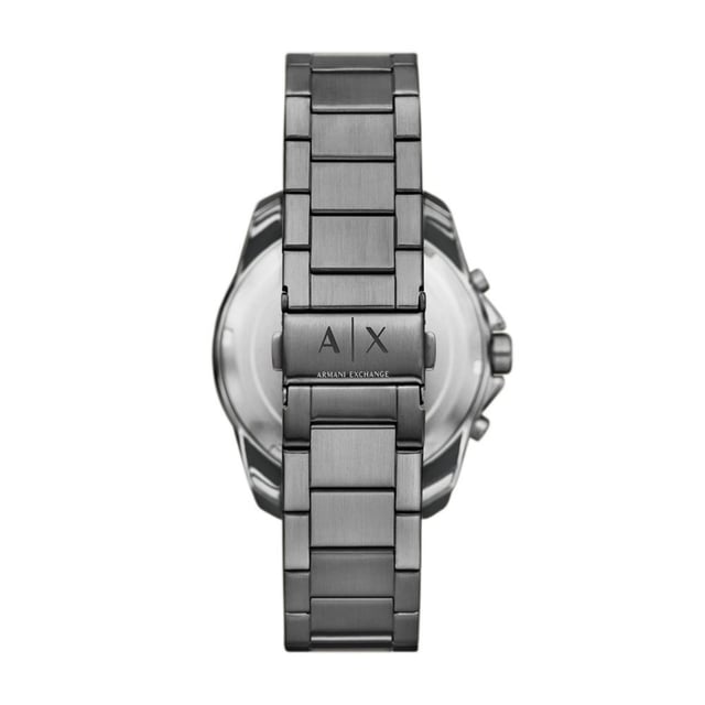 This Armani Exchange Spencer Chronograph Watch for Men is the perfect timepiece to wear or to gift. It's Grey 44 mm Round case combined with the comfortable Grey Stainless steel watch band will ensure you enjoy this stunning timepiece without any compromise. Operated by a high quality Quartz movement and water resistant to 5 bars, your watch will keep ticking. This sporty and clasical watch is perfect for every occasion! This Chronograph watch has a calendar function: Date as well as a Stop Watch , 24-hour Display , Luminous Hands and Luminous Numbers High quality 21 cm length and 21 mm width Grey Stainless steel strap with a Fold over with push button clasp Case diameter: 44 mm,case thickness: 13 mm, case colour: Grey and dial colour: Blue