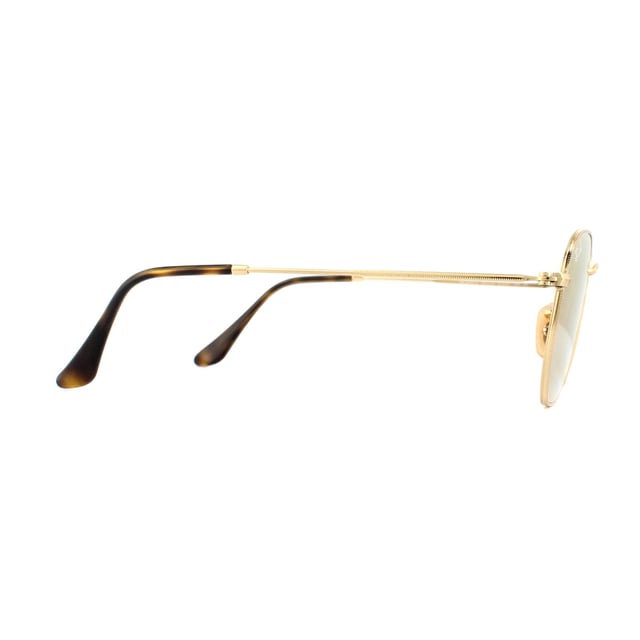 Ray-Ban Sunglasses Hexagonal 3548N 001/Z2 Gold Copper Flash Mirror are a very unique hexagonal shaped frame and feature the latest flat crystal lenses for a updated version of the classic metal round sunglasses. Super thin temples and coined profile to the frame finish the modern fashionable look..