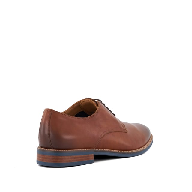 Dune Mens STANLEYYY Smart Lace-Up Shoes Stanleyyy Refresh your sartorial edit with Stanleyyy. Crafted from the finest material, this round-toed silhouette features a five-eyelet system and is detailed with tonal stitch details and a wooden veneer sole, enhanced with a contrast-stitch trim.