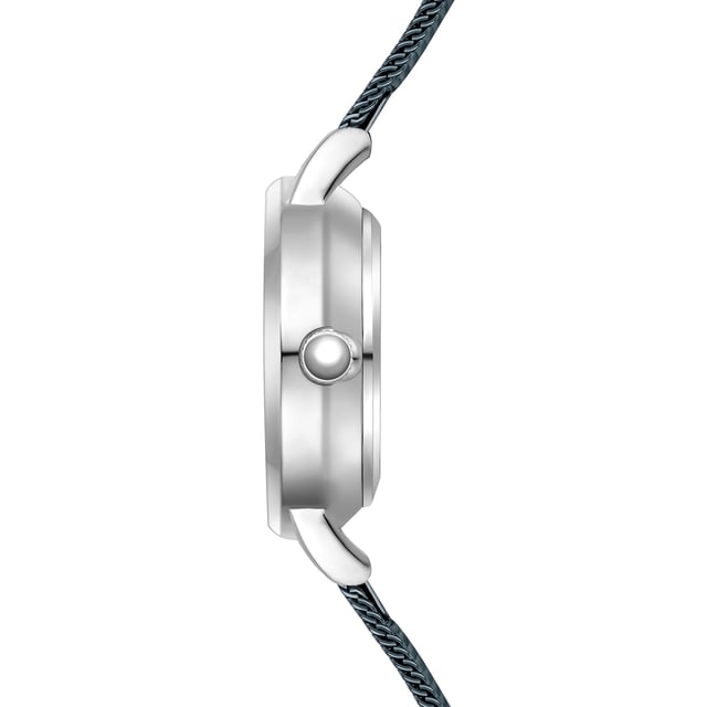 GENERAL INFORMATION:  • Targetgroup: Female  • Wristwatch: No Special Functions  • Display: analogue  • Weight of watch w/o box (gr.) - approx.: 24,0  MOVEMENT:  • Movement: Quartz  • Term of Movement: VC10  • Origin of movement: Japan  BRACELET:  • Material of bracelet/strap: Stainless steel  • Plating of bracelet/strap: Ion-Plating (IP)  • Finishing of bracelet/strap: Smooth  • Finishing/Decoration of bracelet/strap: None  • Clasp/Closure/Buckle: Slide Clasp  • Color of bracelet/strap: Blue  • Length of bracelet/strap (mm) approx.: 190,0  • Width of bracelet/strap (mm) approx.: 9,5  • Style/Design of bracelet/strap: Mesh band (Millanaise Style)  • Bracelet/strap adjustable?: No  CASE:  • Shape of case: Round  • Size/Diameter of case in mm . approx.: 24,0  • Height of case in mm: 7,6  • Case material: Metal (Alloy)  • Surface of case: Polished  • Bezel/Topring: Fixed  • Finishing/Decoration of case: None  • Material of case back: Stainless steel  • Lock of case back: No screwed-in crown  • Color of case: Silver  • Coating/Plating (Case): None  • Type/Form of crystal: Flat  • Material of crystal: Mineral crystal  • Water resistant (ATM): 3  DIAL:  • Size jewelry care cloth: Hour, Minute  • Indices: Line indices  • Material of dial: Brass  • Structure/pattern of dial: Flat  • Color of dial: Blue  PUSHER, CROWN, HAND:  • Pusher: None  • Corrector: No  • Crown: No screwed-in crown  • Type of hands: Dauphine hands  • Luminescent (hands): No  PACKAGING & SCOPE OF DELIVERY:  • Box: Yes  • Service booklet: Yes  • Manual: Yes