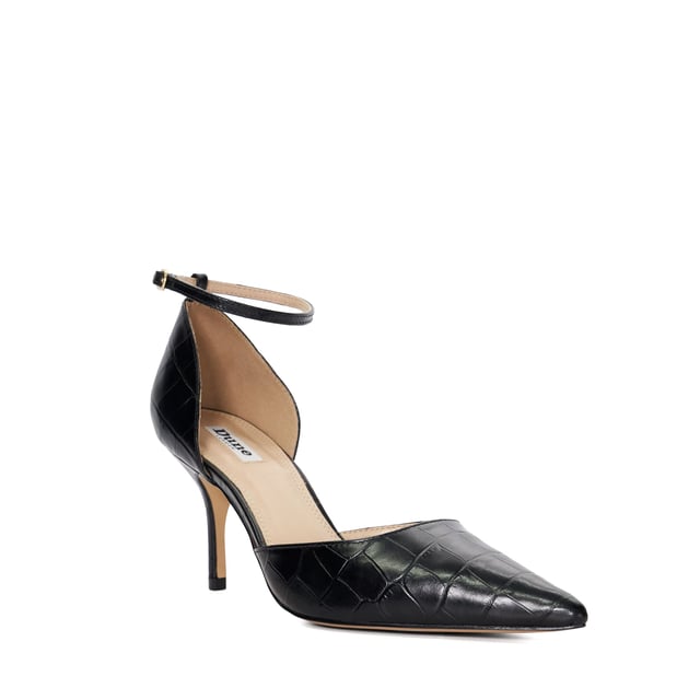 Dune Ladies Characters Croc-Effect Pointed Ankle Strap Heels