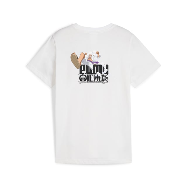 PRODUCT STORY: PUMA x ONE PIECE combines the worlds of manga and sports, with streetwear-relevant styling. We've taken inspiration from the Four Emperors to create this graphic tee. The perfect top for anyone who's a child of the sea. Ready to go treasure-hunting? FEATURES & BENEFITS: Made with at least 20% recycled cotton. DETAILS: Branded "Shanks" graphic on chest; PUMA x One Piece co-branded woven label on the sleeve; Stealthy PUMA label on the side; Crew neck; PUMA Youth: Recommended for older kids between 8 and 16 years.  Our model is 152 cm tall and is wearing size 152 RUS.