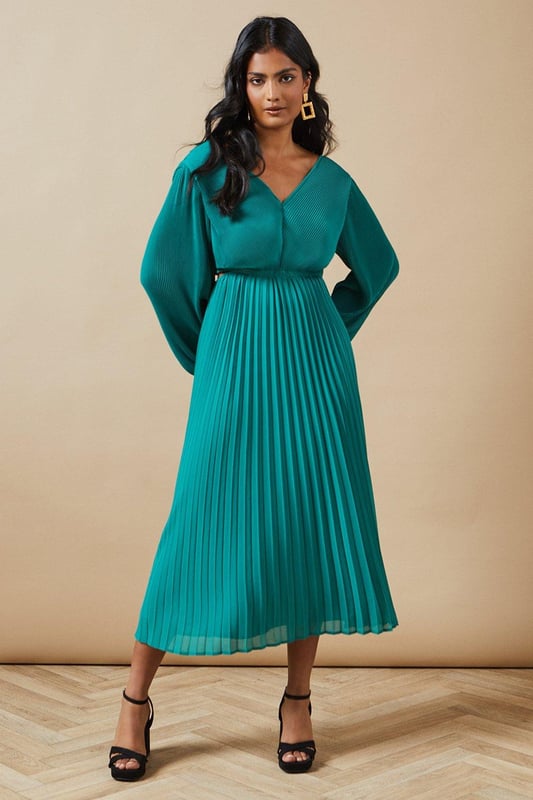 Occasion Pleated Cut Out Midi Dress