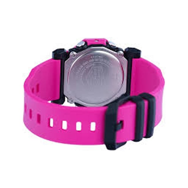 This Casio G-shock Analogue-Digital Watch for Women is the perfect timepiece to wear or to gift. It's Pink 40 mm Round case combined with the comfortable Pink Plastic watch band will ensure you enjoy this stunning timepiece without any compromise. Operated by a high quality Quartz movement and water resistant to 20 bars, your watch will keep ticking. Vintage fashion meets modern functionality, delivering retro styling with up-to-date features. This Analogue-Digital watch has a calendar function: Day-Date as well as Stop Watch , Countdown , Worldtime , Alarm and Light High quality 19 cm length and 24 mm width Pink Plastic strap with a Buckle Case diameter: 40 mm,case thickness: 11 mm, case colour: Pink and dial colour: Black