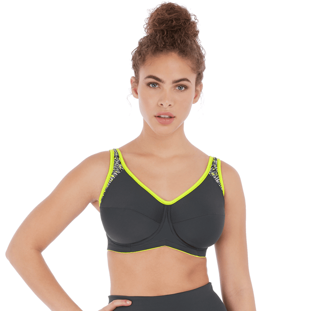 This Freya Active Core Underwired Sports Bra is an activewear essential that provides high impact support and reduces breast movement by up to 80%. This style has been carefully crafted with wide curvature wires and double fabric for a firm, supportive fit, and mesh panels for breathability. Freya Active Core Underwired Sports Bra offers: wide curvature underwires, adjustable, padded straps, mesh panels for breathability, double fabrics for a supportive fit, firm underband, soft hook and eye fastening.  We recommend Hand Wash Only.