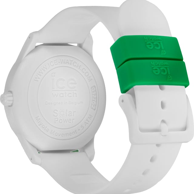 This Ice Watch Solar Power Analogue Watch for Unisex is the perfect timepiece to wear or to gift. It's White 40 mm Round case combined with the comfortable White Silicone will ensure you enjoy this stunning timepiece without any compromise. Operated by a high quality Solar Powered movement and water resistant to 5 bars, your watch will keep ticking. This solar powered watch recharges itself in any kind of light. This solar watch does not require any battery replacement. Perfect for every occasion. The watch has a Calendar: Solar Powered. High quality 20 cm length and 20 mm width White Silicone strap with a Buckle. Case diameter: 40 mm, case thickness: 12 mm, case colour: White and dial colour: White.