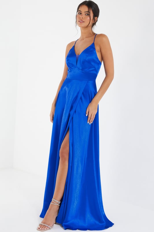 Heart Of Glass Satin Maxi Dress - Blue main image 0