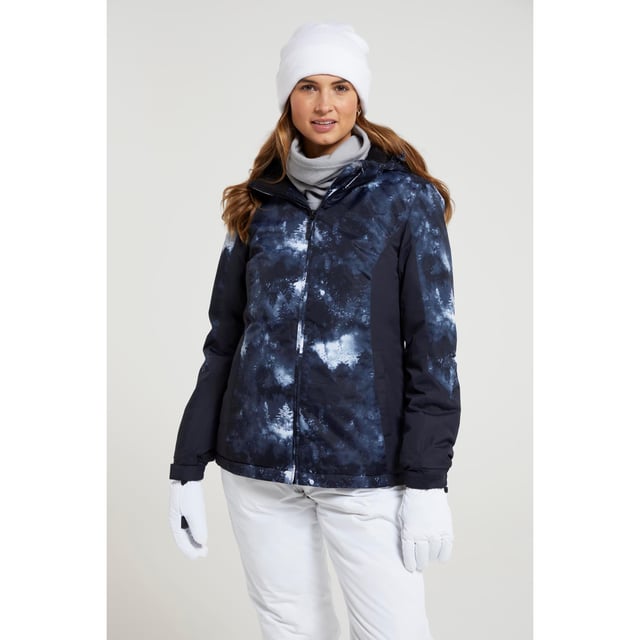 Mountain Warehouse Womens Ladies Dawn II Printed Ski Jacket Black