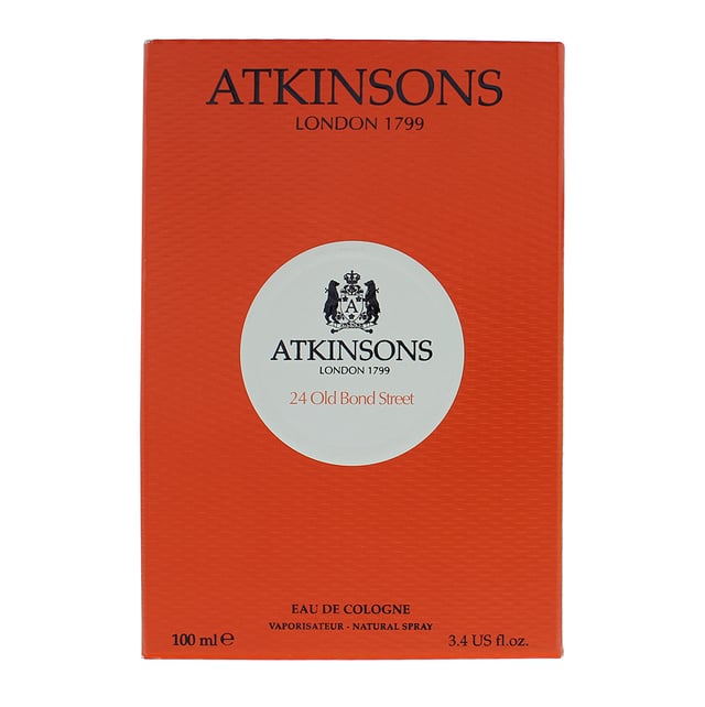 Atkinsons 24 Old Bond Street Eau de Cologne 100ml.The emblematic fragrance of the house 24 Old Bond Street is an extremely English cologne of tremendous personality. Its devastatingly aromatic cocktail of juniper rose and black tea is deepened with a gorgeously eccentric note of smoky oak casked whisky.