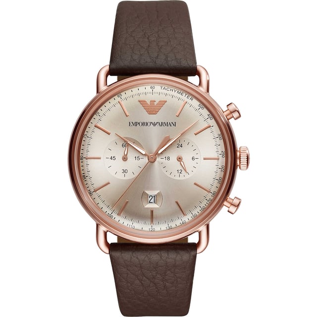 Shop Emporio Armani, das Beste in Klasse und Stil. Herrenuhr AR11106 EAN 4053858984196. Lederarmband, PVD-Gehäuse in Roségold mit grauem Zifferblatt und Uhr.