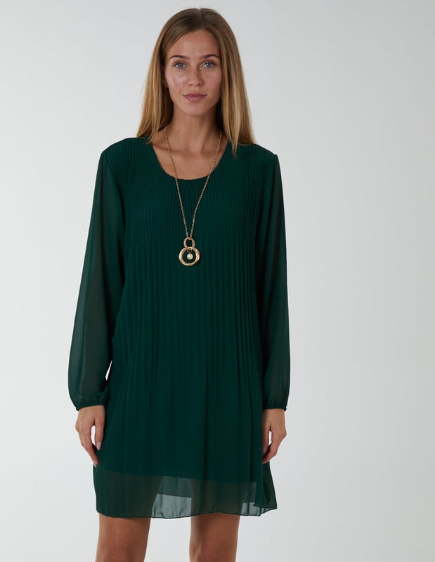 Pleated shift dress outlet