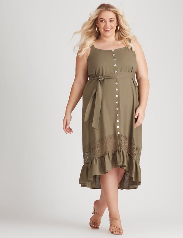Khaki green top summer dress
