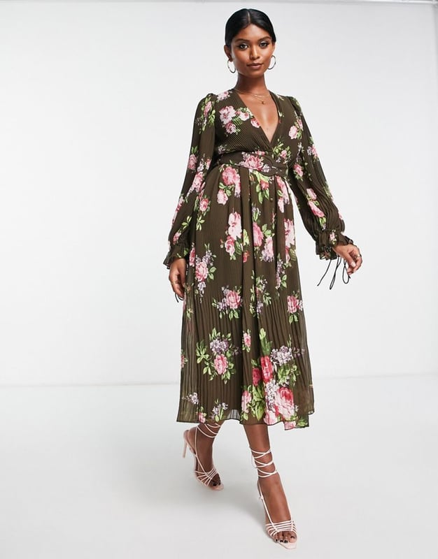 Quiz belt detail printed midi online dress