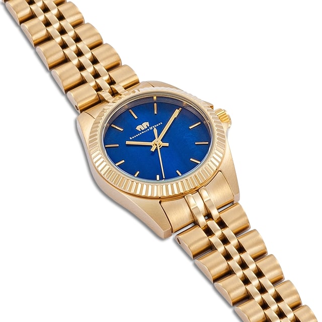 Are you looking for a watch that connects the timeless look with the values ??of the old watchmaker's art? Then this timepiece of the Rhodenwald & Sons label is a good choice. The watch manufacturer creates stylish and sustainable masterpieces for all generations: the women's model convinces with a tidy dial made of mother-of-pearl, delicate barnities, obélisque devices and a grooved bezel. The satined stainless steel case with IP finishing in yellow gold and a tuned link bracelet made of stainless steel fit harmoniously into the design concept. A precise quartz clock, a screwed housing floor and water resistance up to 5 ATM complete the premium equipment.