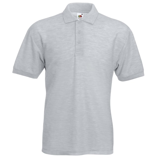 Adult easy care, easy wear pique polo. Ideal for workwear. Guaranteed to perform at 60° wash. 1x1 rib flat knit collar and cuffs. Three self colour button fused placket and sewn-in spare button. Reinforced shoulder seams with single needle stitching. Taped neckline for added comfort. Also available in ladies sizes, code 63212. and childrens sizes, code 63417. *3XL available in White, Navy, Black, Heather Navy and Heather Grey only. Weight: 170-180g/m². Fabric: Easycare 65% Polyester, 35% Cotton. S (35-37: To Fit (ins)). M (38-40: To Fit (ins)). L (41-43: To Fit (ins)). XL (44-46: To Fit (ins)). 2XL (47-49: To Fit (ins)). 3XL (50-52: To Fit (ins)). <BR><BR>FRUIT OF THE LOOM - a brand steeped in tradition, offering a comprehensive range of garments.