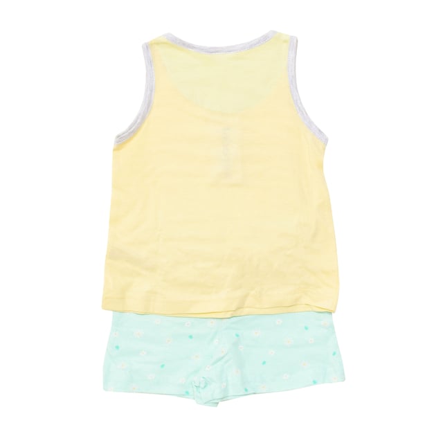 Short summer pajamas for girls from the Tobogan brand.
 Pajamas in cotton fabric consisting of two pieces, t-shirt and pants.
 Soft and breathable fabric.
 Wide-strap T-shirt with central print.
 Round neck.
 Printed shorts.
 Elastic waist.
 Button detail on the front of the pants.
 Seams seen in tone.
 Composition: T-shirt: 100% Cotton; Pants: 100% Cotton.
 Care:
Machine wash maximum at 30º.
 Do not use bleach.
 Do not use dryer.
 Iron maximum at 110º.
 No dry cleaning.
 Use neutral detergents.
 Do not squeeze.
 Dry on the shadow.