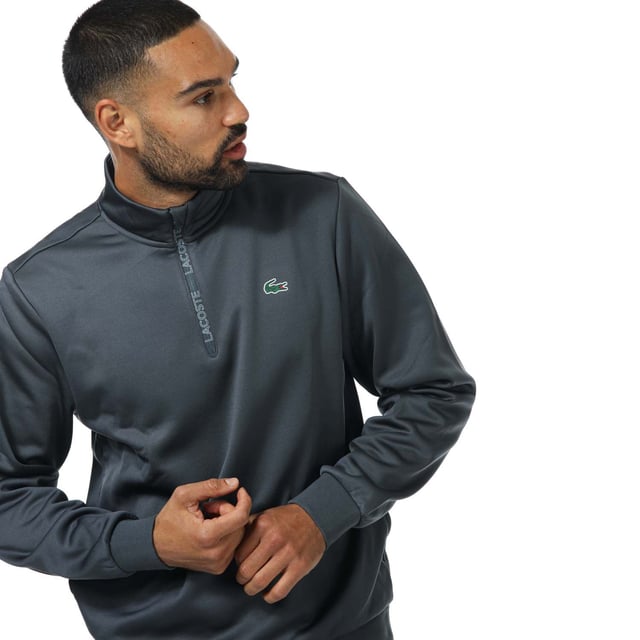 Lacoste half shop zip ribbed sweatshirt
