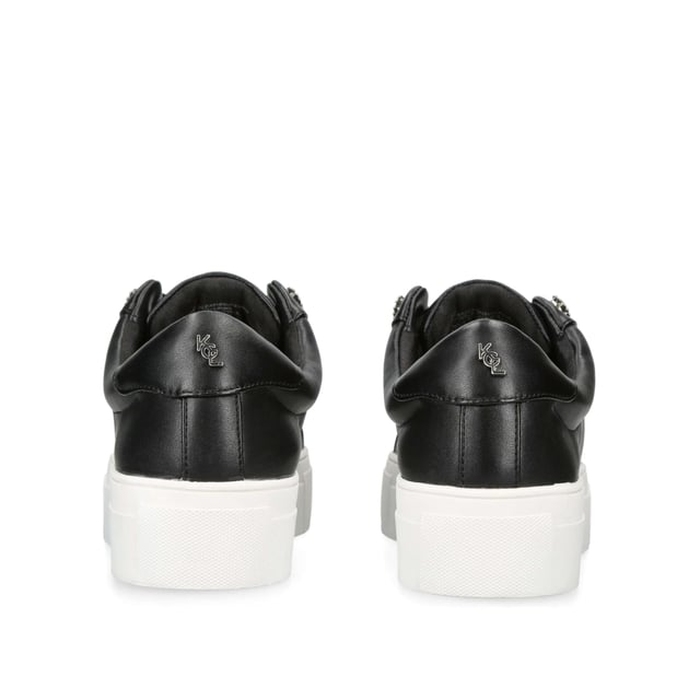 The Liviah is crafted from a black leather with a contrasting white sole. The eyestay is adorned with floral motif crystals. Sole height: 4cm. Silver KGL stud at the back of the heel. Material: Leather.