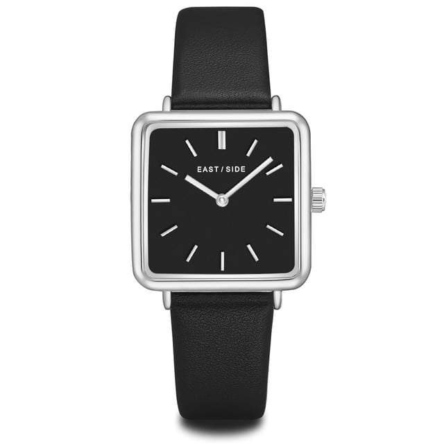 Do you love an urban lifestyle? Then you will fall in love with this women's wristwatch of the Eastside watch label. Based on the flair of the New Yorkes district of the same name, she relies on stylish noblesse. The striking angular dial, which is framed by a cool silver -colored bezel. The dial design is deliberately simple with a barnice and filigree sticker. A soft leather bracelet with a thorn lock makes the noble women's watch a wrist flatterer. The accessory makes no compromise on the interior: a precise quartz clock and a screwed stainless steel housing floor ensure durability.
