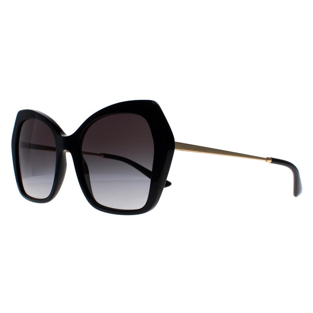 Dolce & Gabbana Butterfly Females Black Grey Gradient DG4399  Sunglasses are a fashionable and trendy eyewear option for Female from the luxury fashion brand. With a chic square frame made of high-quality acetate, these sunglasses feature tinted lenses that provide 100% UV protection. The unique gold-tone temple detailing with the iconic Dolce & Gabbana logo adds a touch of glamour and sophistication to the design, making them a perfect accessory for style-conscious Female.
