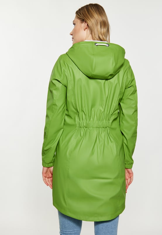 Accentueer je outdoorstijl met deze stijlvolle effen regenjas, ontworpen voor de moderne vrouw. Het heeft een normale pasvorm, een ritssluiting met drukknoopsluiting en een capuchon met trekkoord voor veelzijdigheid. De gedrapeerde jas wordt aangevuld met klepzakken en gelaste naden. Gemaakt van waterdicht materiaal (3000 mm), zorgt het voor duurzaamheid en functionaliteit onder alle weersomstandigheden.  Mackintosh