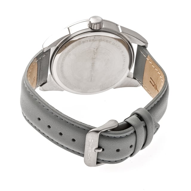 316L Surgical-Quality Stainless Steel Case, Precision Japanese Quartz Movement, Non-Glare Scratch-Resistant Mineral Crystal, Genuine Padded Leather Strap, Logo-Engraved Stainless Steel Clasp, Date Indicator, 44mm Case Diameter, 5ATM Water Resistance.