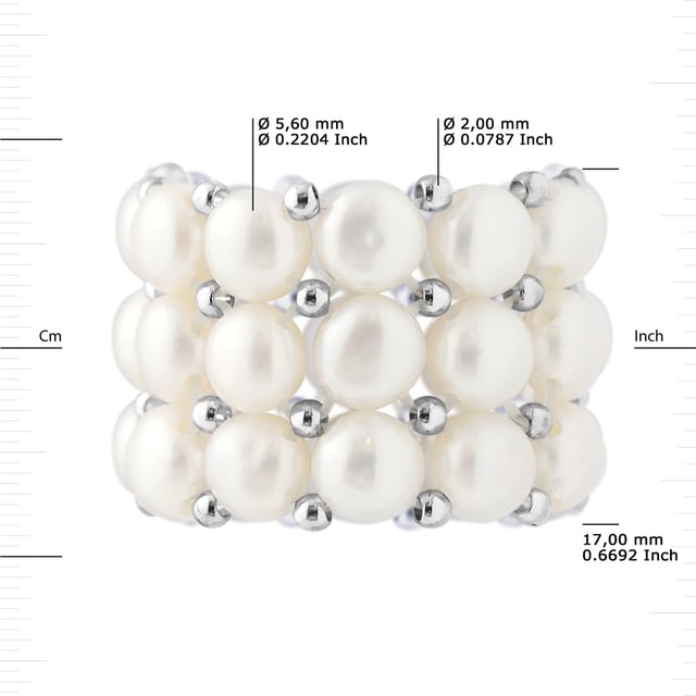 Ring med 3 äkta odlade sötvattenspärlor - naturvit färg 4 mm Storlek justerbar - Våra smycken är tillverkade i Frankrike och levereras i en presentförpackning tillsammans med ett äkthetscertifikat och internationell garanti