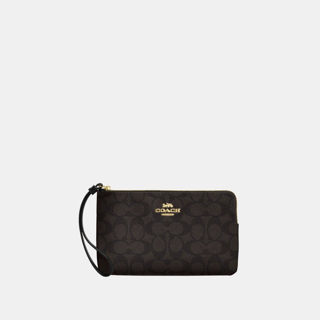 Large Corner Zip in Signature Canvas, Two credit card slots,  Length: 19.50 cm,  Width: 1.50 cm,  Height: 12.00 cm