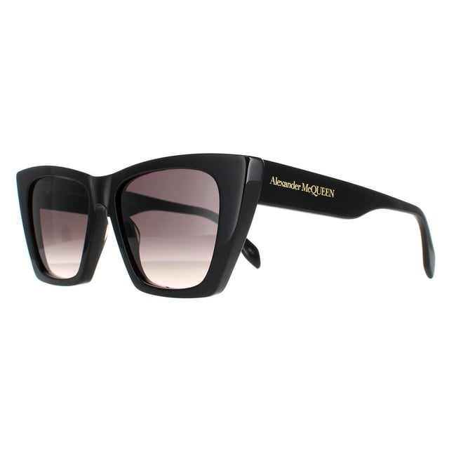 Las gafas de sol Alexander McQueen Cat Eye Ladies Black Gray AM0299S son unas elegantes gafas estilo ojo de gato fabricadas en acetato ligero. El logotipo de Alexander McQueen aparece en las patillas para garantizar la autenticidad de la marca.
