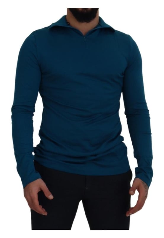100% Authentic Dolce \\u0026 Gabbana Collared pullover sweater.\\n  Brand new with tags.\\n  Model: Collared pullover sweater.\\n  Colour: Blue.\\n  Logo details.\\n  Made in Italy.\\n  Material: 100% Cotton.