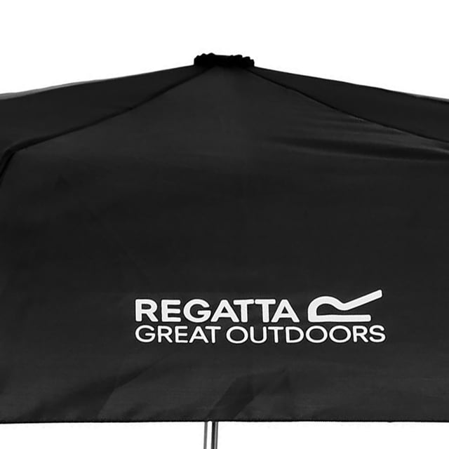 100% polyester. 19in canopy. Folds for compact size. Includes carry bag.