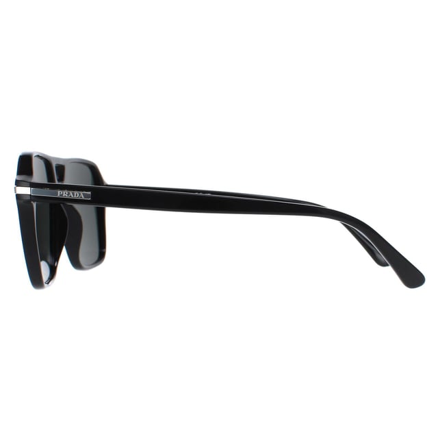 Prada Aviator Mens Black Green Polarized PR20YS  Sunglasses are a sleek design made of high-quality acetate material that ensures durability and comfort. The temples are adorned with the iconic Prada logo, adding a touch of sophistication. These sunglasses are perfect for any occasion, whether it's a day out in the sun or a night out on the town.