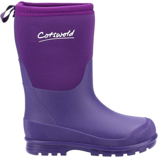 Upper: EVA (Ethyl Vinyl Acetate), Neoprene. Outsole: EVA (Ethyl Vinyl Acetate), Treaded. Sole Features: Lightweight. Fastening: Slip-on. Contrasting Fabrics, Pull Tab, Reinforced Heel. Low Heel. Cut: Calf-Length. Design: Logo, Textured. Toe Style: Reinforced. Easy to Clean, Waterproof.