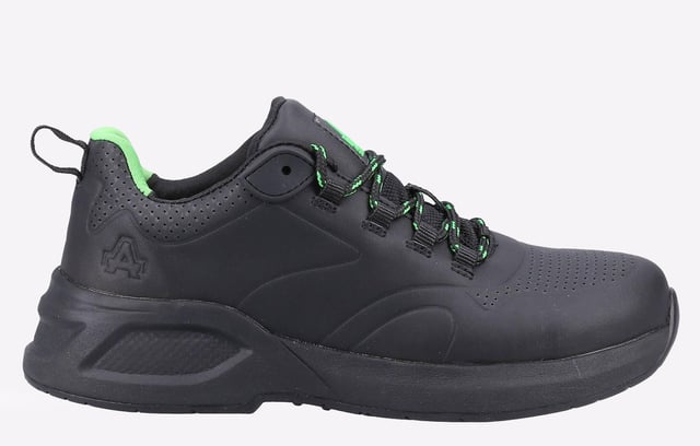 The AS612 Fern is a womens safety shoe with an upper made from 57% recycled leather. Its safety features include a steel toe cap and an anti-penetration non-metallic midsole.- First Safety Shoe Made with 57% Recycled Pre-Consumer Leather- Recycled Soft Touch/Stretchy Lycra LiningLow Sew Upper (Minimal Seams) With Recycled Thread- Pull on Recycled Nylon Webbing Loop at the back- Heat Embossed Upper Details- Recycled Mesh Lined Removable PU Footbed- Dual Density Phylon Midsole Enhances Comfort and Reduces Fatigue- 10% Recycled Rubber in Outsole- Non-Marking Outsole- Oil Resistant Outsole
